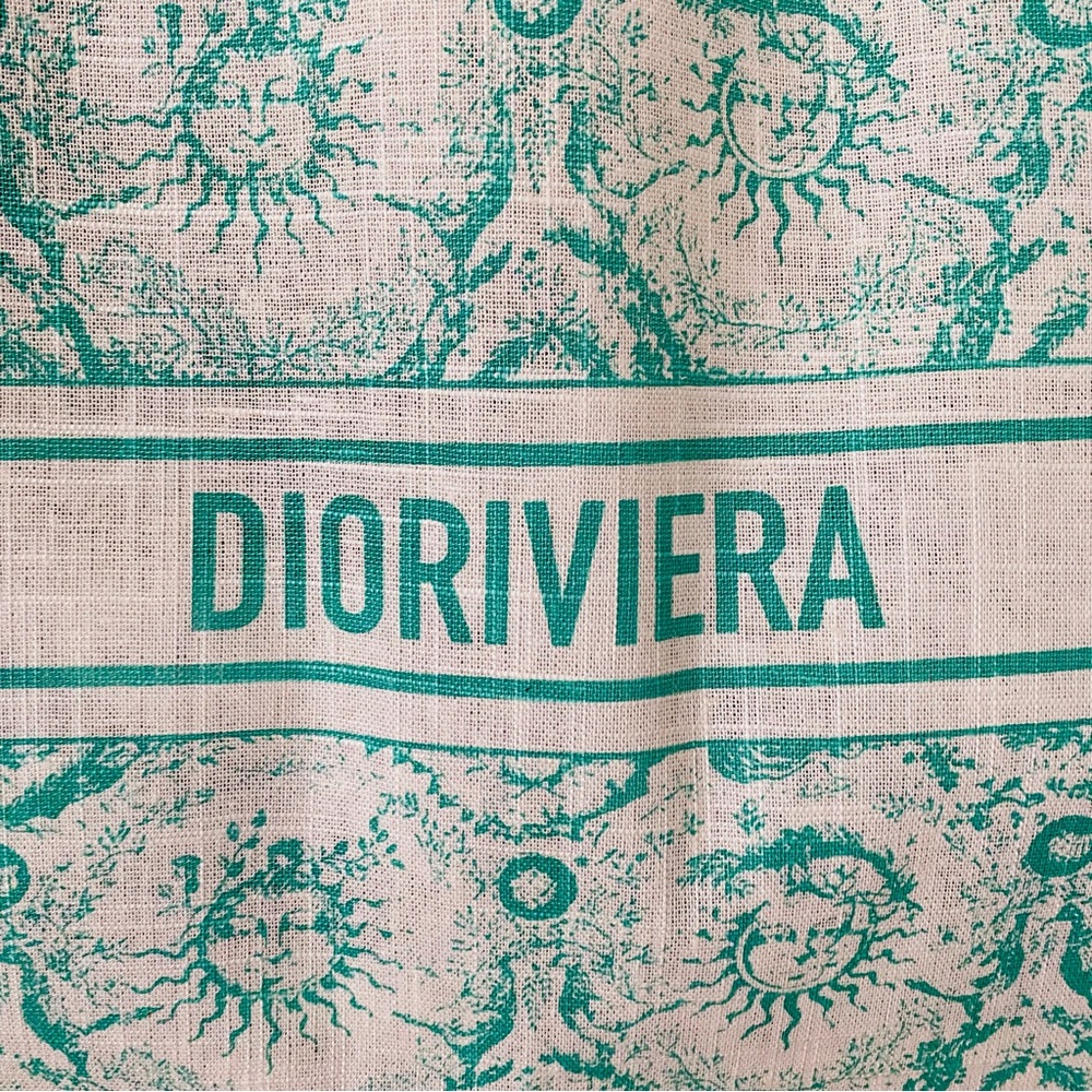 Brand New Christian Dior Green Dioriviera Print Linen Blend Tote Bag XL size - Picture 11 of 14